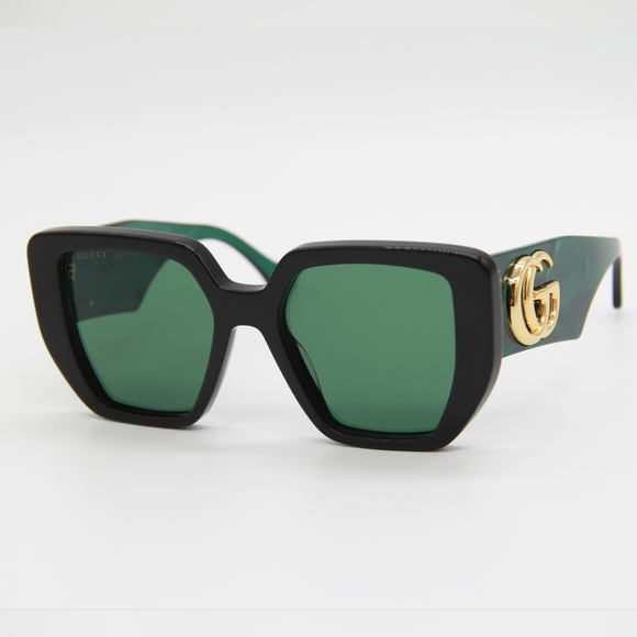 NEW GUCCI SUNGLASSES  GG0956S 001 WOMEN BLACK GREEN GUCCI EYEWEAR - Picture 4 of 13